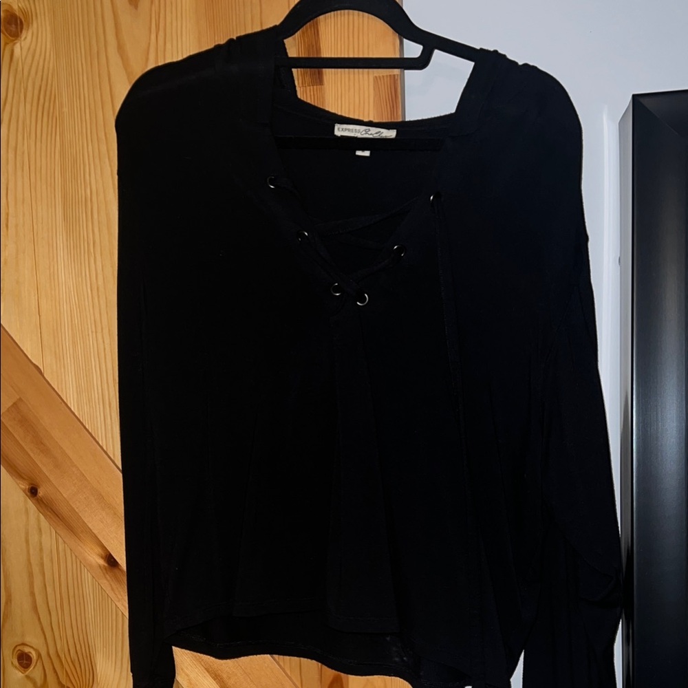 Express One Eleven Black Lace-Up Hoodie